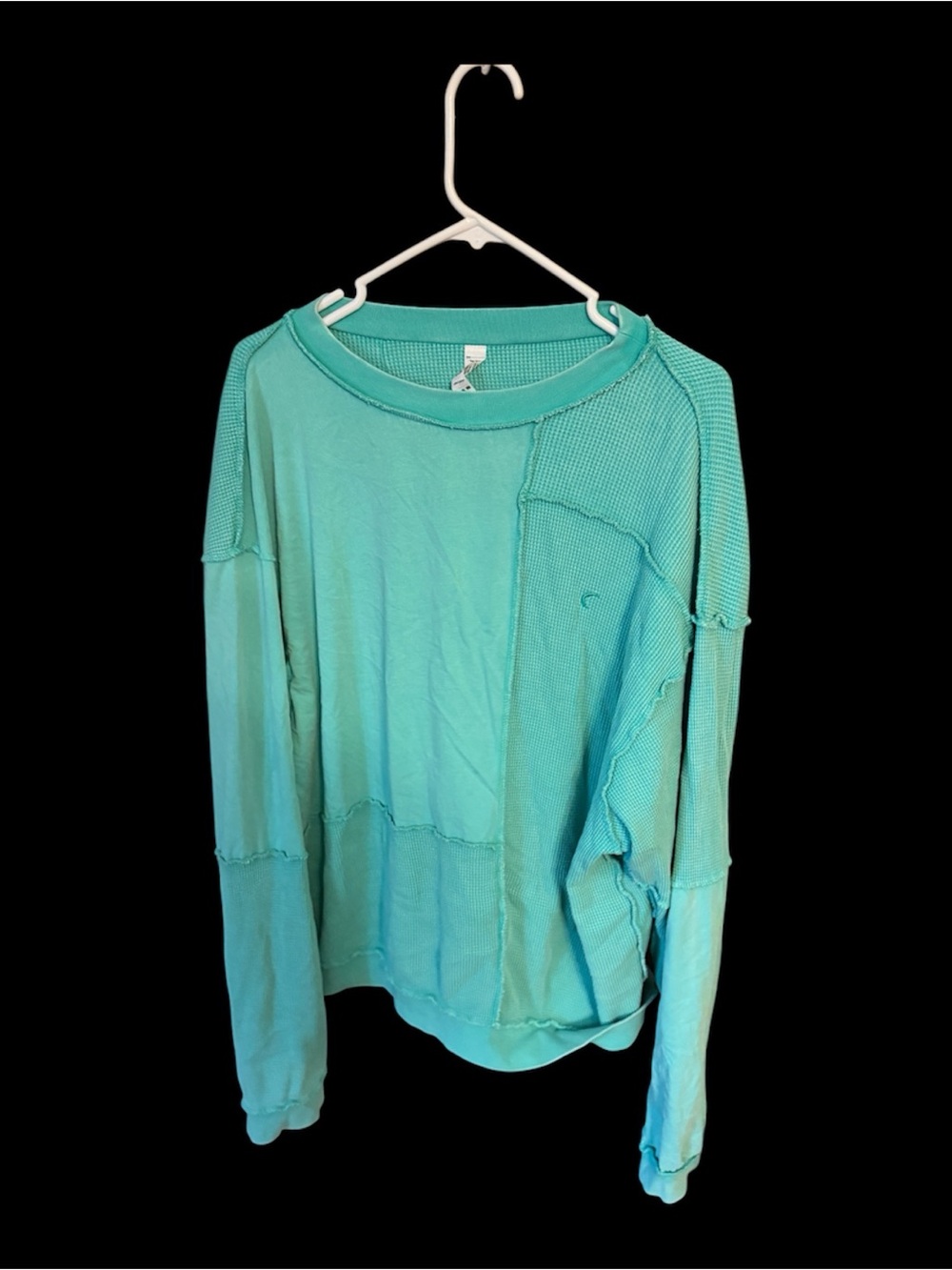 ZYIA Women's Green Patchwork Crewneck Sweatshirt